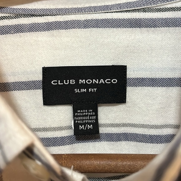 Club Monaco White and Gray Striped Cotton Shirt M NWOT - Picture 2 of 6